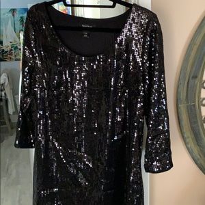 Black sequin mini dress